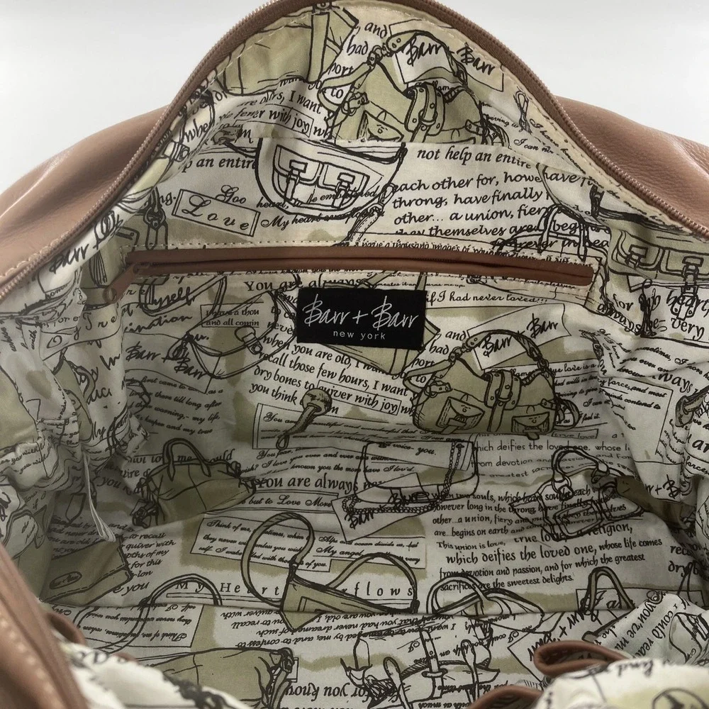 Barr + Barr New York Leather Quilted Satchel Crossbody‎ Tan Camel Bag Purse